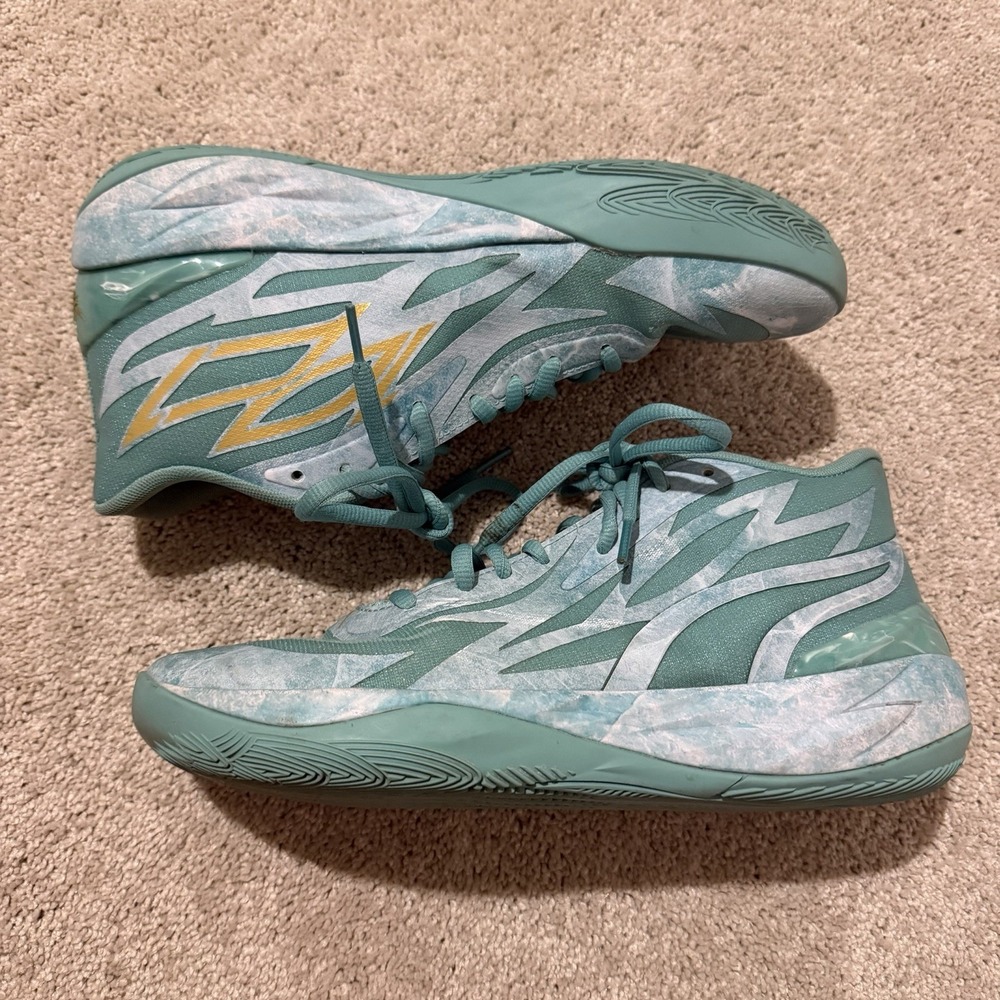 PUMA MB.02 Jade 378284-01 Basketball Shoes Green Teal Gold US 10.5M Lamelo Ball